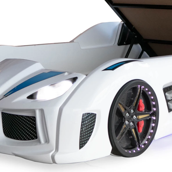 Arabalı Yatak, Audi Bazalı Kapıları Açılabilen Koltuklu Full Ledli Arabalı Yatak - Resim 3