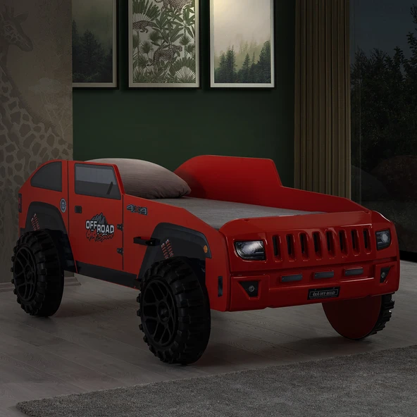 Arabalı Yatak, Jeep Arabalı Yatak - Kırmızı - 2