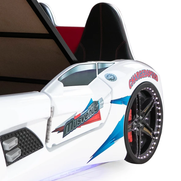 Arabalı Yatak, Audi Bazalı Kapıları Açılabilen Koltuklu Full Ledli Arabalı Yatak - Resim 4