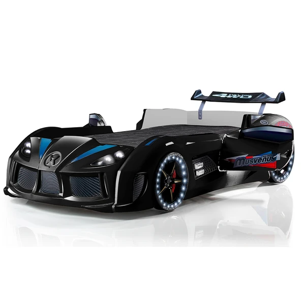 Arabalı Yatak, Audi Kapıları Açılabilen Rüzgarlıklı Full Ledli Arabalı Yatak - Resim 12