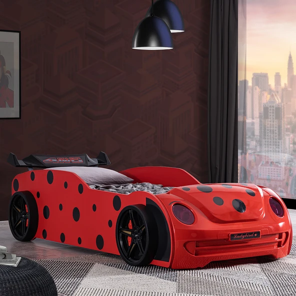 Arabalı Yatak, Ladybird Ledli Arabalı Yatak - Kırmızı - 1