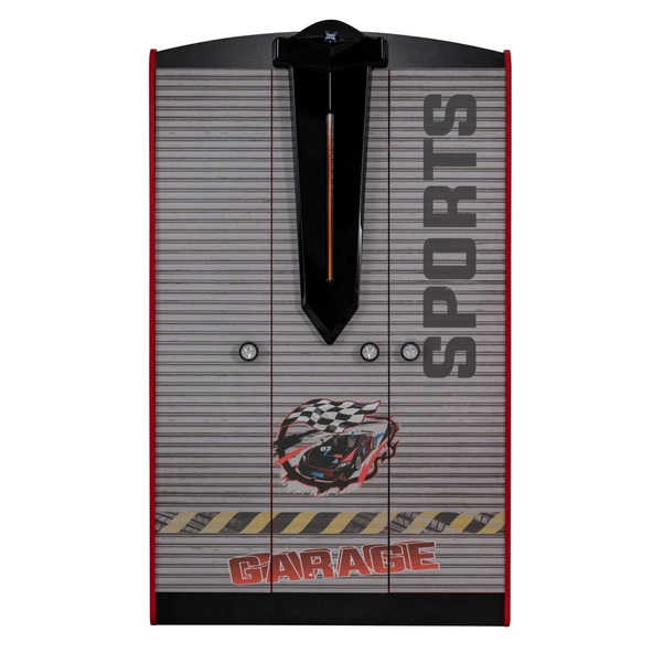 Gardırop, Sports Arabalı Yatak Uyumlu 3 Kapılı Dolap - Kırmızı - 3