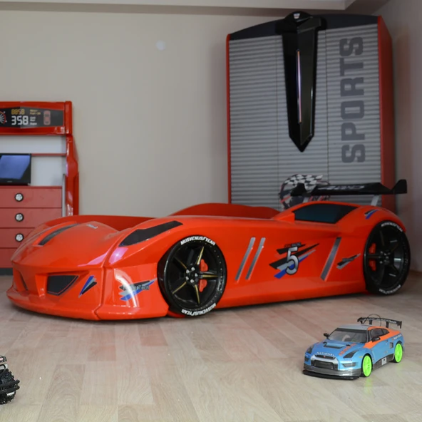 Arabalı Yatak, Jaguar Rüzgarlıklı Arabalı Yatak - Kırmızı - Resim 2