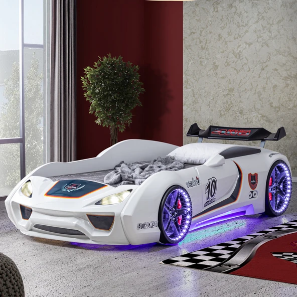 Arabalı Yatak, Vento Cooper Rüzgarlıklı Full Ledli Arabalı Yatak - Beyaz