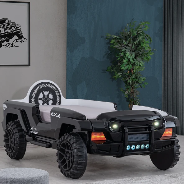 Arabalı Yatak, Jeep Lüx Ledli Arabalı Yatak - Kırmızı - 9