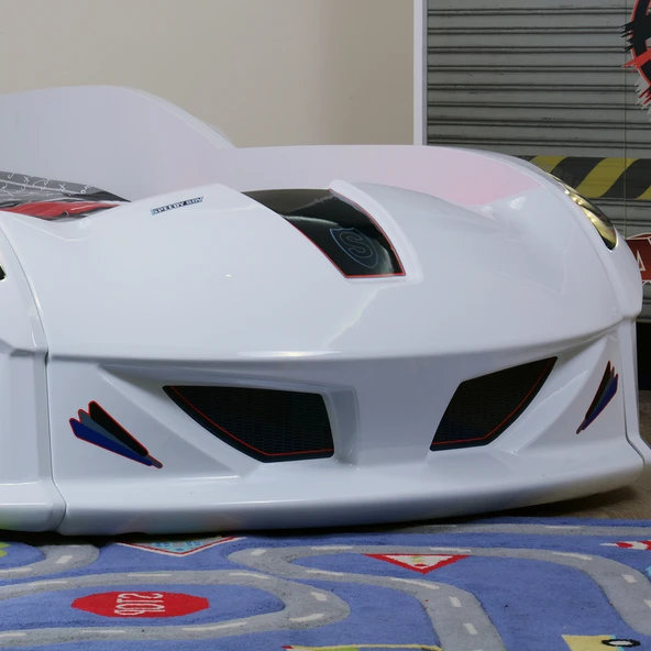 Arabalı Yatak, Jaguar Koltuklu Full Ledli Arabalı Yatak - Beyaz 1 Adet Comfort Yatak - 4