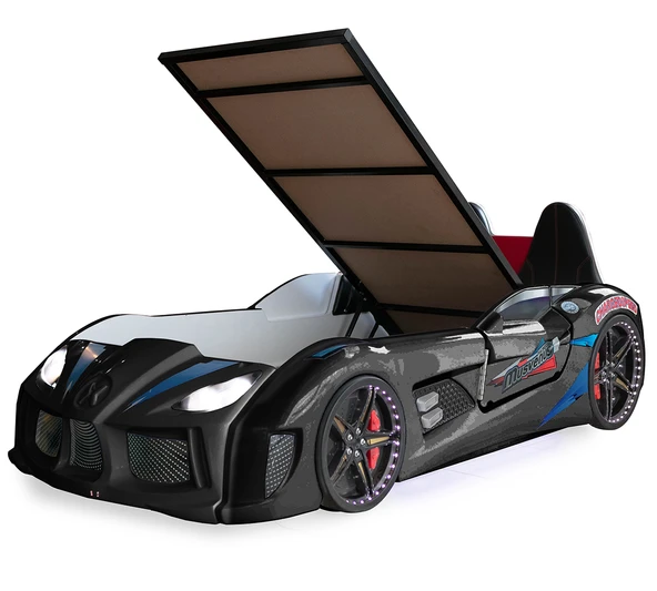 Arabalı Yatak, Audi Bazalı Koltuklu Full Ledli Arabalı Yatak +1 Adet Comfort Yatak - Resim 2