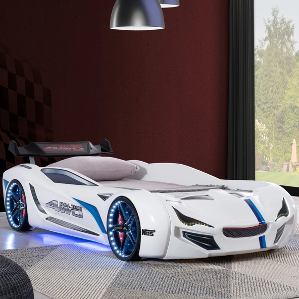 Arabalı Yatak, Mercedes Rüzgarlıklı Arabalı Yatak - Beyaz