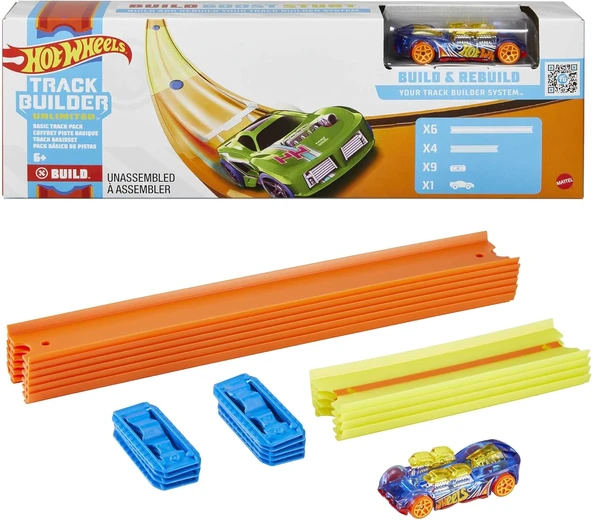 Hot Wheels Track Builder Temel Pist Seti, 10 Adet Pist Parçası, 9 Adet Pist Bağlantı Parçası Ve Bir ürün görseli 1