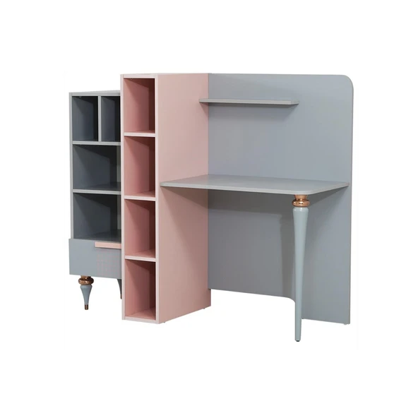 Point Genç Odası - 3 Kapılı Dolap, Karyola, Komodin, Masa - Pembe - 5