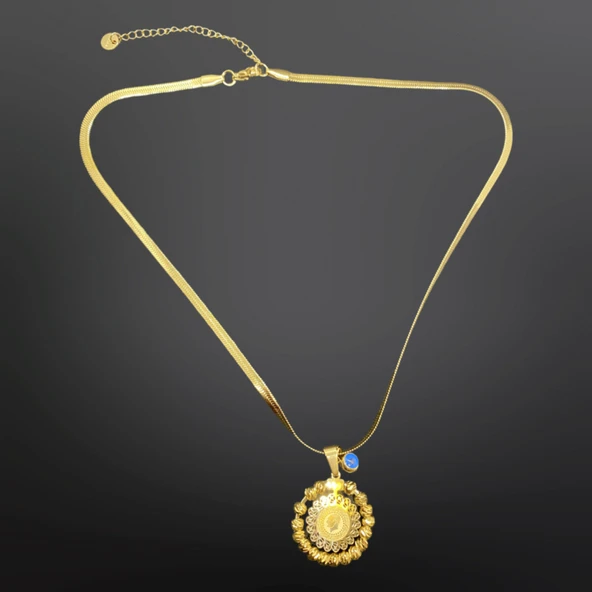 Çeyrek Model Antialerjik, 316L Çelik Gold Renk Kolye - Geleneksel ve Şık ürün görseli 1