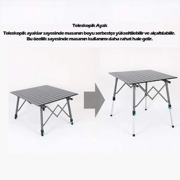 Katlanabilir Alüminyum Kamp Masası - Akordion - Madfox Skylite - Siyah - 546249 - 3