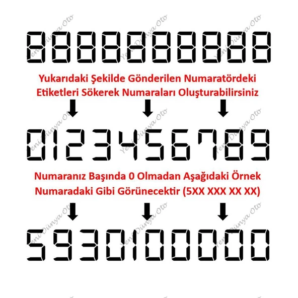 Cama Vantuzlu Oto Araç içi Telefon Numaratör,Telefon No Gösterici Beyaz-Mavi YDNMR027 - 3