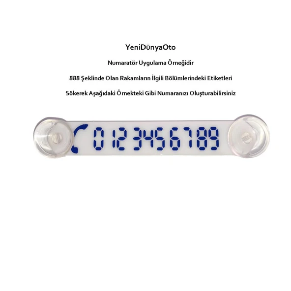 Cama Vantuzlu Oto Araç içi Telefon Numaratör,Telefon No Gösterici Beyaz-Mavi YDNMR027 - 2