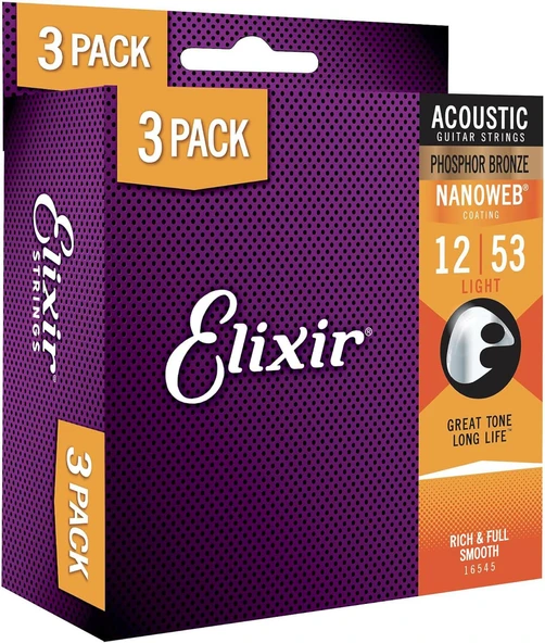 Elixir Akustik Fosfor Bronz Nano Tel 012/053 (3'lü Paket)