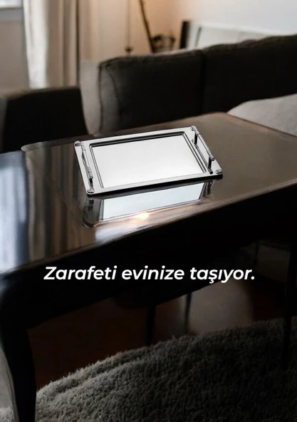 Nehir paris saten paslanmaz çelik tepsi çay tepsisi - servis tepsisi - 6