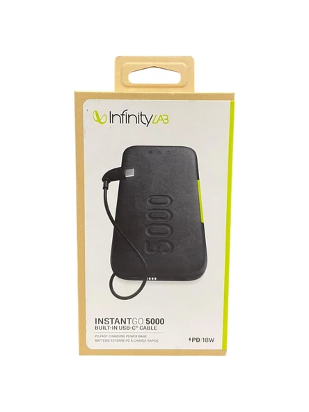 Infinity L. InstantGo Powerbank 5000 mAh, USB-C, Siyah