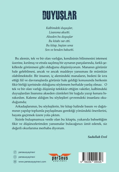 Duyuşlar - Sadullah EROL, Perseus Yayınevi, , - Resim 2