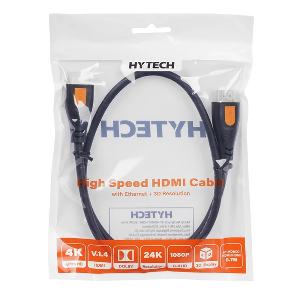 Hytech HY-HDM07 HDMI TO HDMI 0,7m Altın Uçlu 24K 1.4 Ver. 3D Kablosu - 2