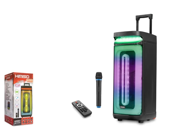 KIMISO QS4230 Mikrofonlu 8" Bluetooth Speaker Uzaktan Kumandalı 2x8" 265-300-675MM Usb-TfCard
