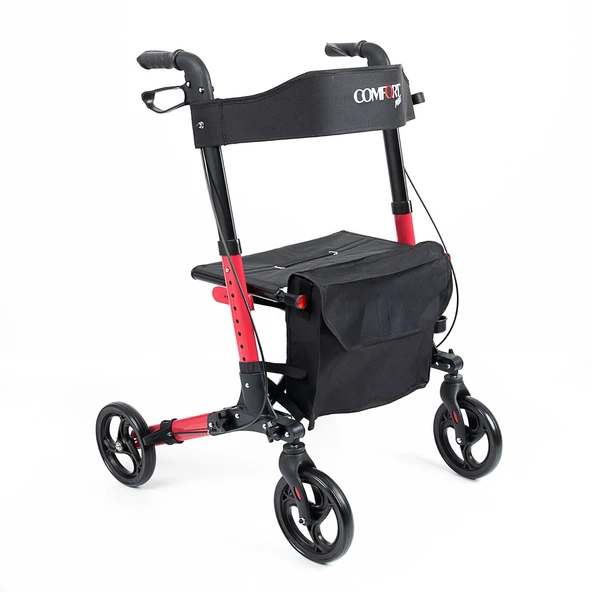 Comfort Plus DM-9102 Kırmızı Alüminyum Tekerlekli Rolatör