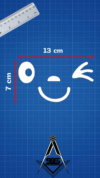 Gülen Yüz, Emoji Araba-Motosiklet Cam Etiket Sticker 13x7cm Beyaz Renk - 2