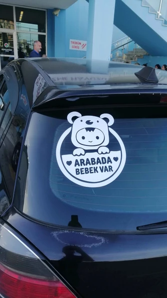 Arabada Bebek Var Araba Cam Sticker 24x28cm 2 Elli - 3