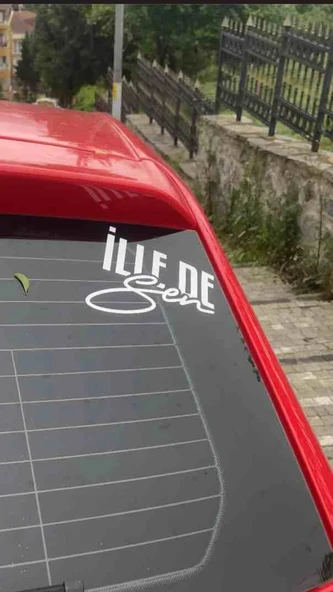 İlle de Sen Yazı JDM Araba-Motosiklet Cam Etiket Sticker 14x12cm Beyaz Renk - 3