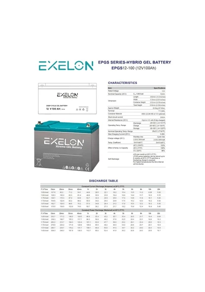 Exelon 12 Volt 100 Amper Jel Akü - 3