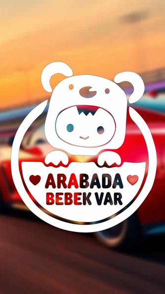 Arabada Bebek Var Araba Cam Sticker 24x28cm 2 Elli