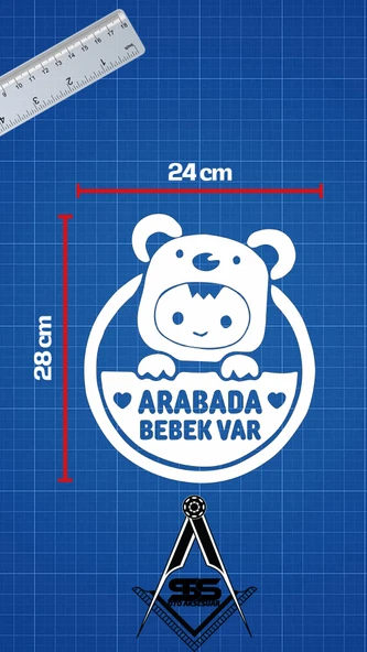 Arabada Bebek Var Araba Cam Sticker 24x28cm 2 Elli - 2