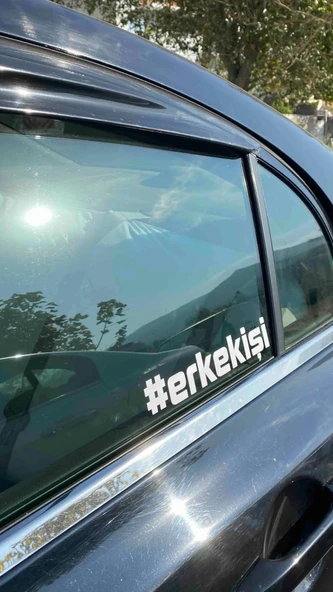 Erkek İşi Yazı JDM Araba-Motosiklet Cam Etiket Sticker 20x4,4cm Beyaz Renk - 3