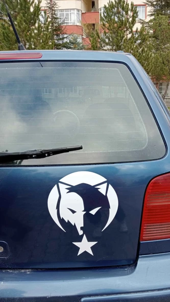 Kurt Börü Logo Araba-motosiklet Sticker 22x28cm Beyaz Renk - 3