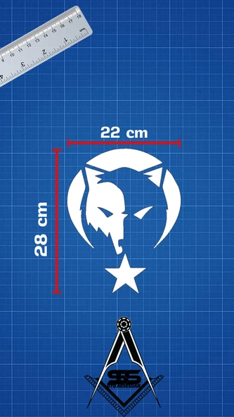 Kurt Börü Logo Araba-motosiklet Sticker 22x28cm Beyaz Renk - 2