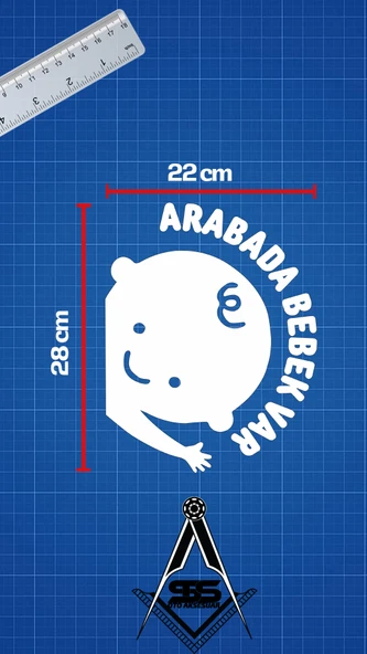 Arabada Bebek Var Araba Cam Sticker 24x28cm Tek Elli - 2