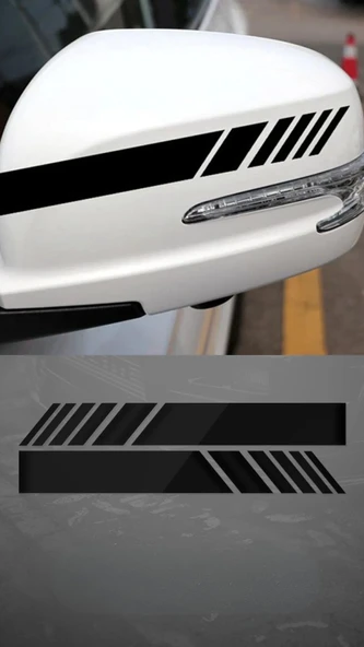 Yan Ayna Şerit Araba-Motosiklet Cam Etiket Sticker 18x5cm Siyah Renk