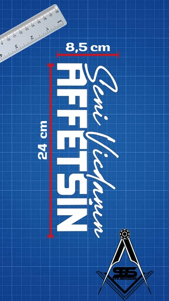 Seni Vicdanın Affetsin Yazı JDM Araba-Motosiklet Cam Etiket Sticker 24x8,4cm Beyaz Renk - 2