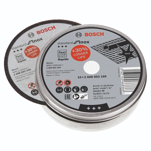 Bosch İnox Kesme Taşı 115x1.0x22.23 2608603254 (Pk 10lu) - 2
