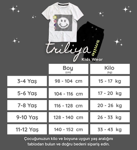 Triliya Pamuklu Unisex Çocuk Kapri Takımı (Cepli & Kordonlu, 3-12 Yaş) TRL-25 - 7