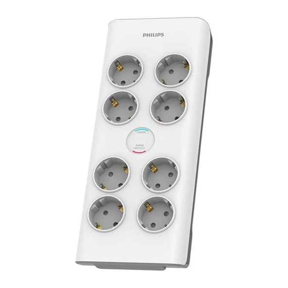 PHILIPS 8-li SPN7080WA/62 900 Joules Akım Koruma Prizi Beyaz