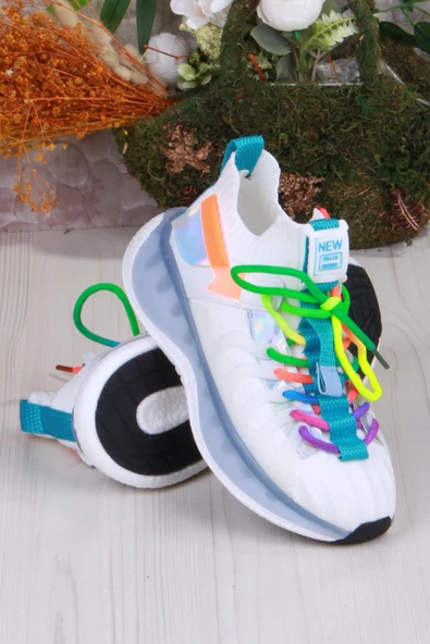 Guja Karsu Rahat Esnek Özel Tasarım Renkli Bağcuklı Sneaker Kadın Ayakkabı - Resim 10