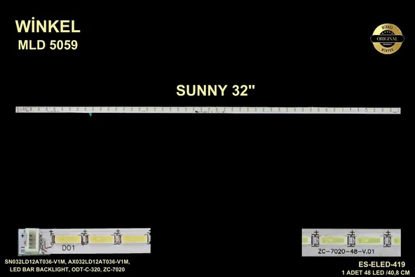 LCD LED-5059 1 Lİ ÇUBUK-SN032LD12AT036-V1M,AX032LD12AT036-V1M,ODT-C-320 -WİNKEL - 1
