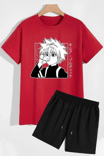 Rahat Tasarım Anime Şort T-shirt Eşofman Takımı - Resim 3