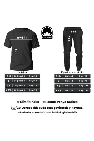 Fs Baskılı Siyah Eşofman Takımı Beyaz Şerit