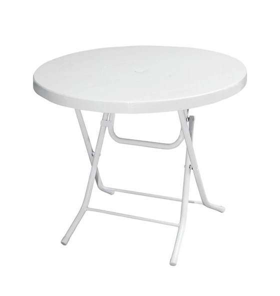 Omnipazar MT-GFM206 Luce Plastik Yuvarlak Katlanır Bahçe Balkon Masa Ø85 cm Beyaz