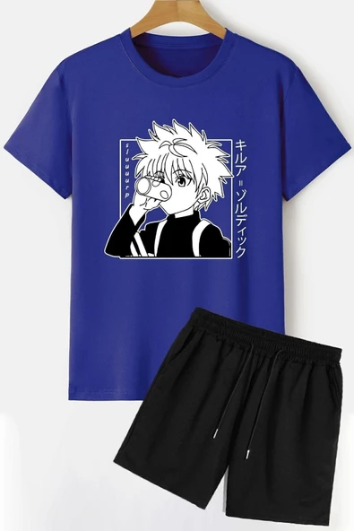 Rahat Tasarım Anime Şort T-shirt Eşofman Takımı