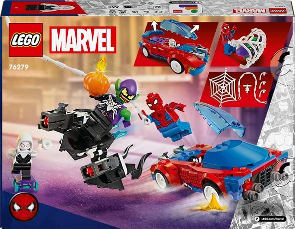 Lego Marvel Örümcek Adam Yarış Arabası Ve Venom Green Goblin 76279 – 7 Yaş Ve Üzeri Süper Kahraman S - Resim 4