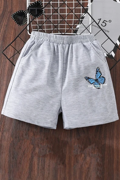 Tasarım Baskılı Pamuk Penye Short - 9
