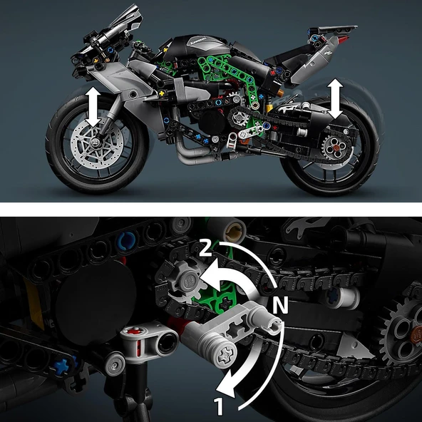 Lego Technic Kawasaki Ninja H2R Motosiklet 42170-10 Yaş Ve Üzeri Çocuklar Için Koleksiyonluk Yaratıc - Resim 5