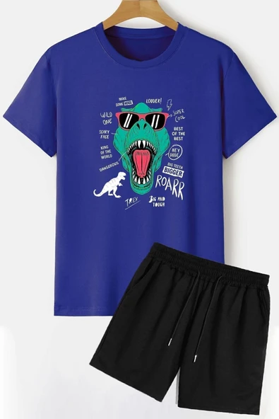 Dinazor Baskılı Şort T-shirt Eşofman Takımı - Resim 7